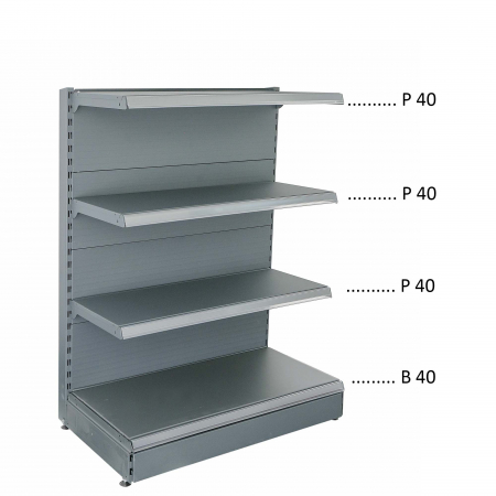 RAFTURI DE PERETE - Rafturi de perete, inaltime 135 cm, Baza 40, Polite 40, Antracit