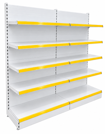 RAFTURI DE MAGAZIN - Rafturi de perete, inaltime 200 cm, Lungime 203 cm, Baza 40, Polite 40, Alb