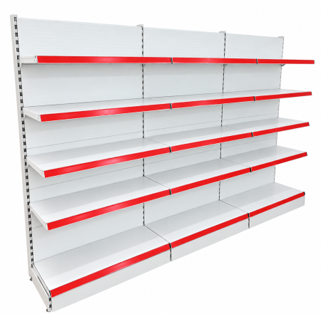 RAFTURI DE MAGAZIN - Rafturi de perete, inaltime 200 cm, Lungime 303 cm, Baza 40, Polite 40, Alb