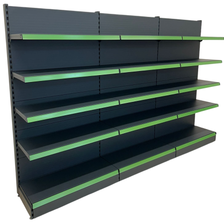 RAFTURI DE MAGAZIN - Rafturi de perete, inaltime 200 cm, Lungime 303 cm, Baza 40, Polite 40, Antracit