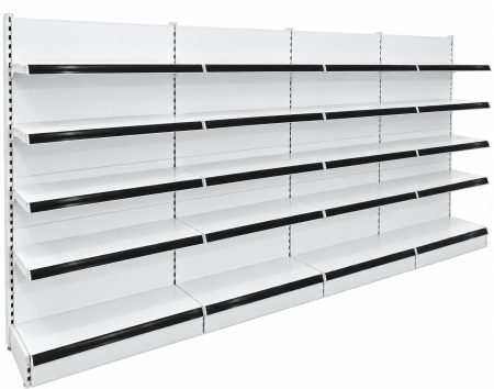 Rafturi de perete, inaltime 200 cm, Lungime 403 cm, Baza 40, Polite 40, Alb [5]
