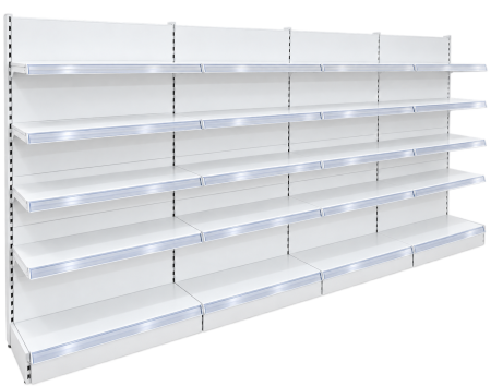 Rafturi de perete, inaltime 200 cm, Lungime 403 cm, Baza 40, Polite 40, Alb [3]