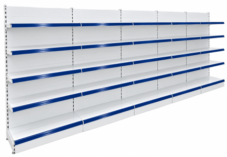 RAFTURI DE MAGAZIN - Rafturi de perete, inaltime 200 cm, Lungime 503 cm, Baza 40, Polite 40, Alb