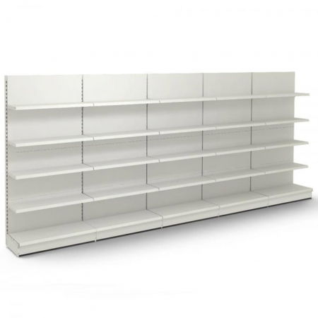 RAFTURI DE MAGAZIN - Rafturi de perete, inaltime 200 cm, Lungime 503 cm, Baza 40, Polite 40, Alb
