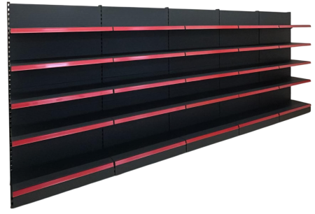 RAFTURI DE MAGAZIN - Rafturi de perete, inaltime 200 cm, Lungime 503 cm, Baza 40, Polite 40, Antracit