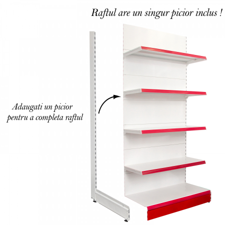 Rafturi de perete, inaltime 225 cm, Baza 50, Polite 40, Alb [1]