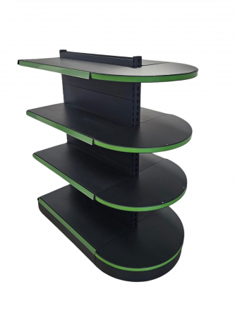 RAFTURI DE MAGAZIN - Rafturi Gondola+Capat Gondol oval, inaltime 165 cm,Lungime 150 cm Baza 40, Polite 40, Antracit