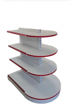RAFTURI DE MAGAZIN - Rafturi Gondola+Capat Gondol oval, inaltime 165 cm,Lungime 155 cm Baza 50, Polite 40, Alb