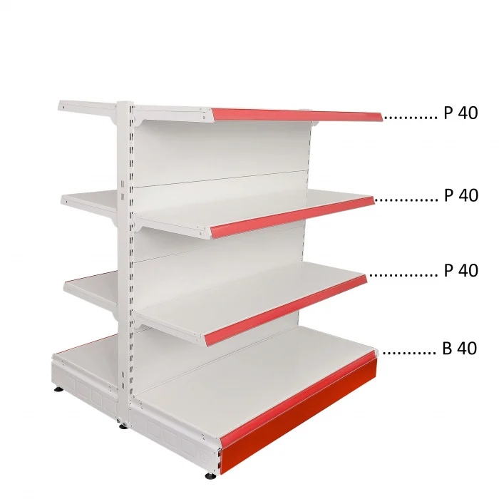 RAFTURI DE MAGAZIN - Rafturi Gondola, inaltime 140 cm, Baza 40, Polite 40, Alb