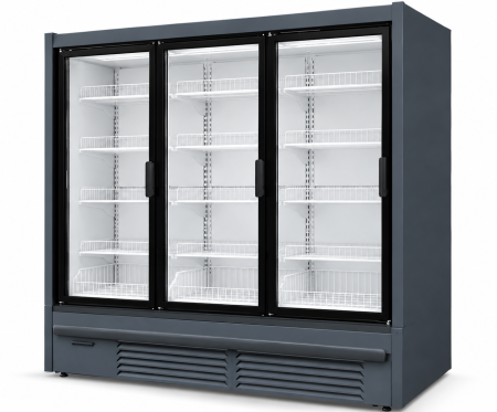 Refrigerare Comercială - Vitrină Frigorifică Congelare MARACA-5 M, 3 Uși din Sticlă, 1875 mm, -18/-22°C, Plug-in, Gri Antracit