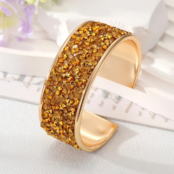 Brățară Amarilla, aurie, tip cuff, cu pietre, reglabilă [2]
