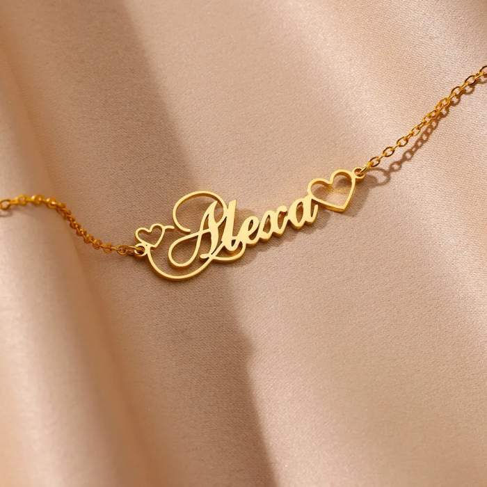 Brățară personalizată Coraline, aurie, subțire, din oțel inoxidabil placat cu aur 18K [2]
