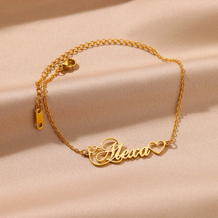 Brățară personalizată Coraline, aurie, subțire, din oțel inoxidabil placat cu aur 18K [3]