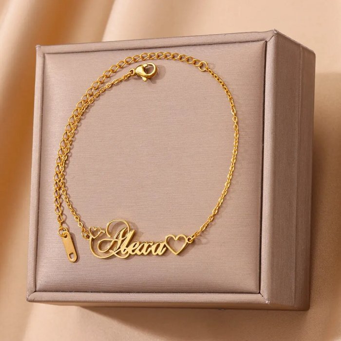 Brățară personalizată Coraline, aurie, subțire, din oțel inoxidabil placat cu aur 18K [4]