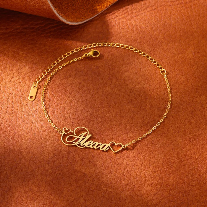 Brățară personalizată Coraline, aurie, subțire, din oțel inoxidabil placat cu aur 18K [6]