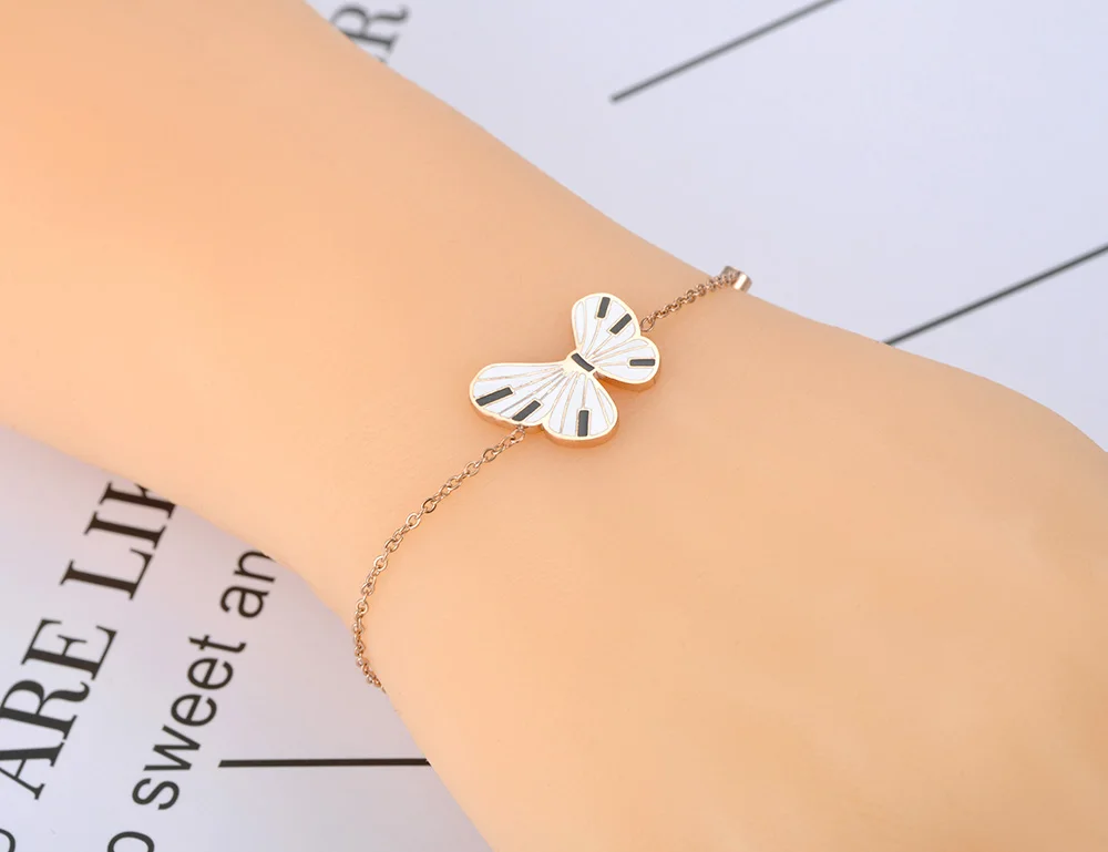 Brățară Marceline, auriu rose, cu model fluture, din oțel inoxidabil placat cu aur 18K - Colecția Parisian [3]