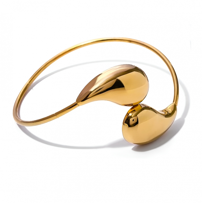 Brățară Evora, aurie, din oțel inoxidabil placat cu aur 18K, cu model picătură, reglabilă [1]