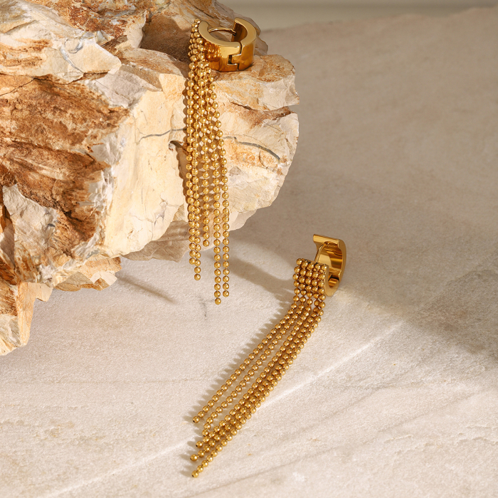 Cercei Gracie, aurii, din oțel inoxidabil placat cu aur 18K, model cu mărgele - Colecția Glamour [3]