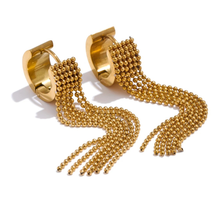 Cercei Gracie, aurii, din oțel inoxidabil placat cu aur 18K, model cu mărgele - Colecția Glamour [1]