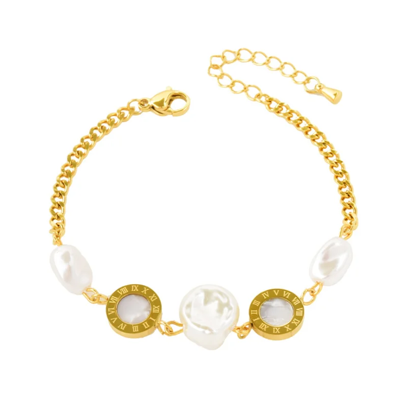 Brățară Harmony, aurie, din oțel inoxidabil, decorată cu perle - Colecția Universe of Pearls [4]