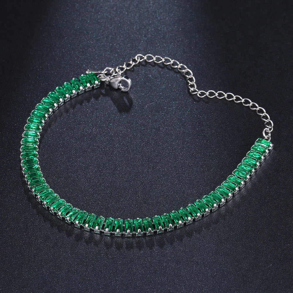 Brățară tennis Heidi, verde, cu montură argintie [6]