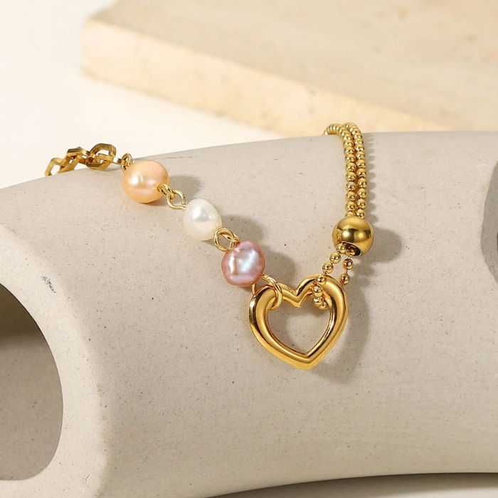Brățară Anika, aurie, din oțel inoxidabil, placată cu aur 18K și decorată cu perle - Colecția Universe of Pearls [6]