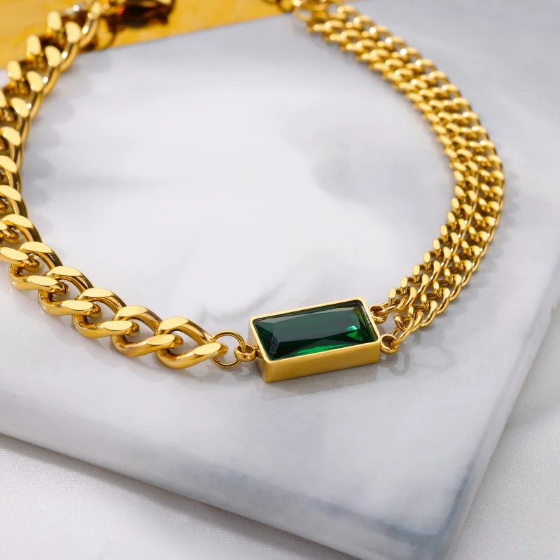 Brățară Lori, aurie, din oțel inoxidabil placat cu aur 18K, cu model geometric [3]