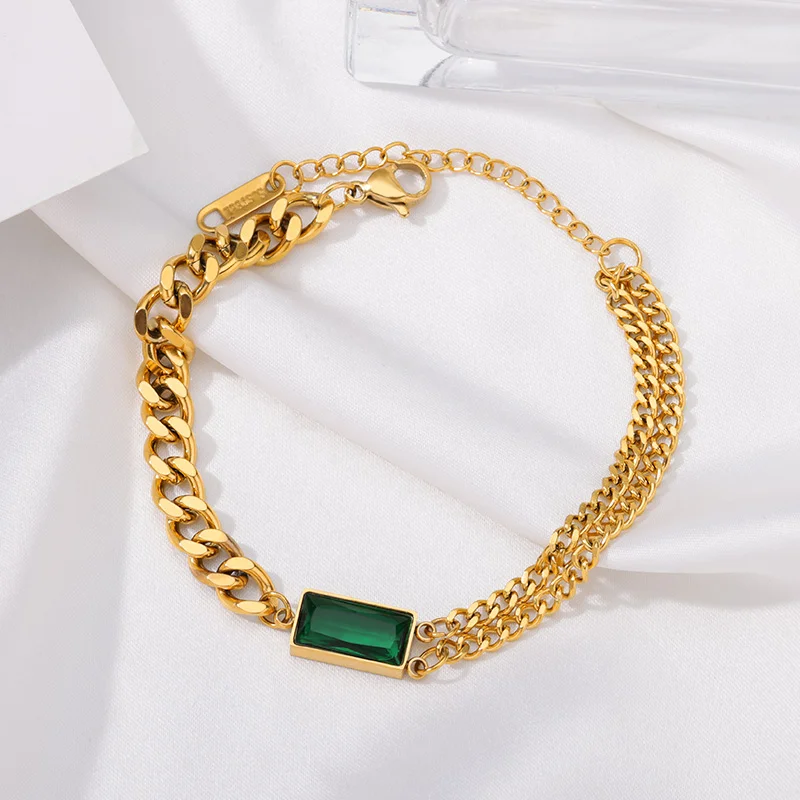 Brățară Lori, aurie, din oțel inoxidabil placat cu aur 18K, cu model geometric [2]