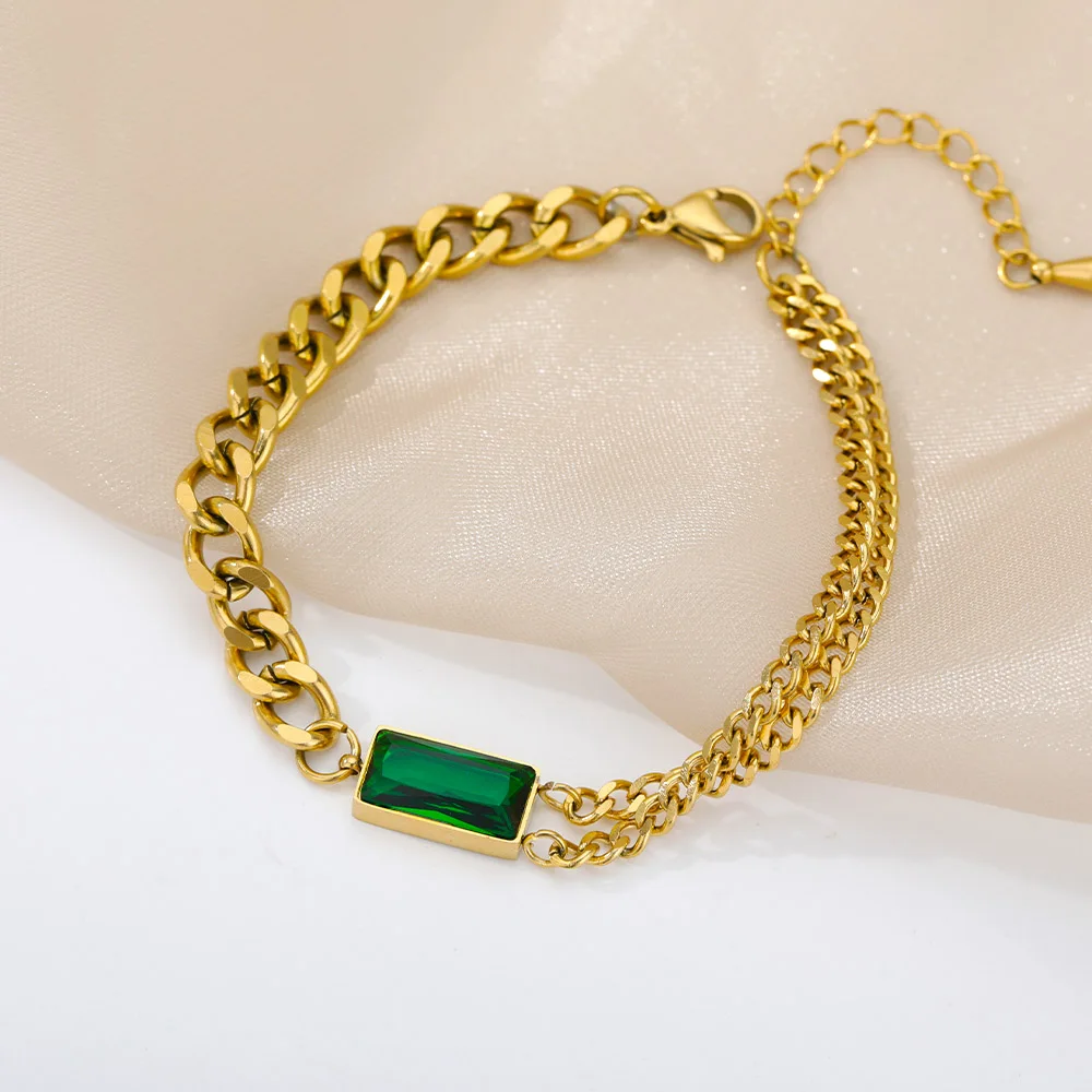 Brățară Lori, aurie, din oțel inoxidabil placat cu aur 18K, cu model geometric [4]