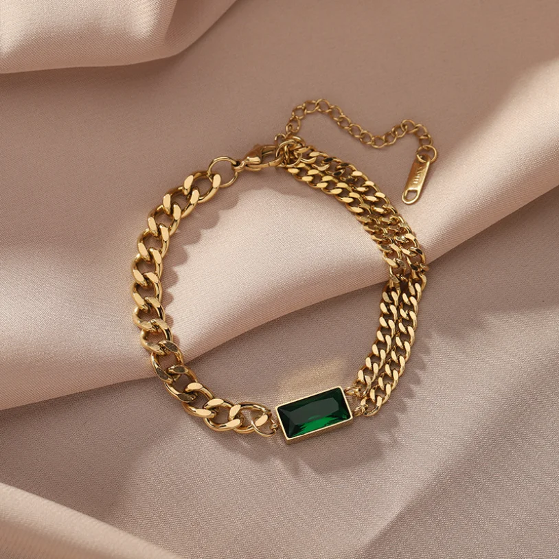 Brățară Lori, aurie, din oțel inoxidabil placat cu aur 18K, cu model geometric [6]