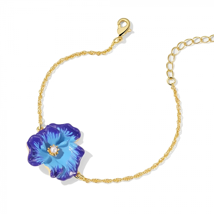 Brățară Orchid, subțire, placată cu aur 18K, din email pictat manual - Colecția Fable [2]