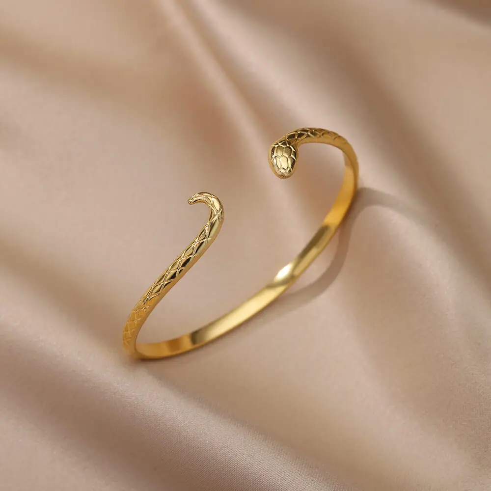 Brățară Snake, aurie, din oțel inoxidabil, în formă de șarpe, reglabilă [4]