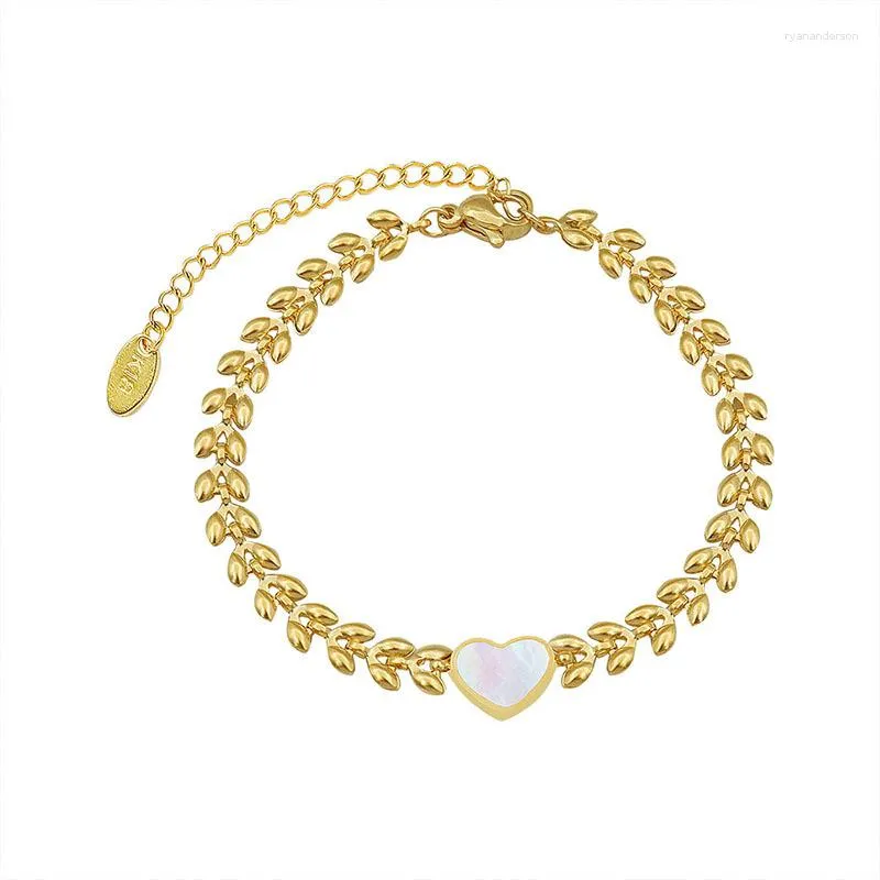 Brățară Rhianna, aurie, subțire, din oțel inoxidabil placat cu aur 18K, model inimă [5]