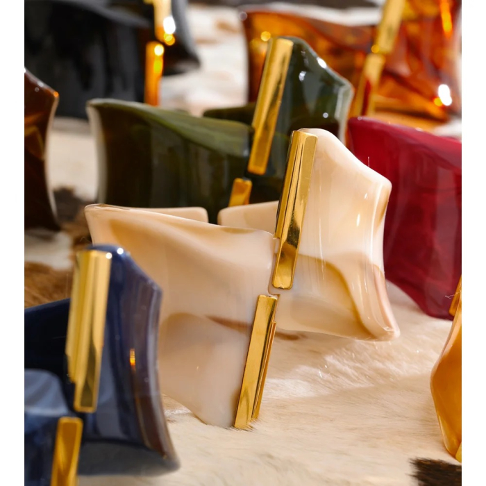 Brățară lată Ruth, din material acrilic și inox placat cu aur 18K [4]