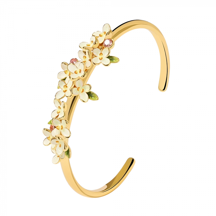 Brățară Veronica, placată cu aur 18K, din email pictat manual, model cu flori - Colecția Fable [1]