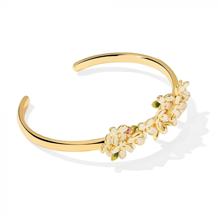 Brățară Veronica, placată cu aur 18K, din email pictat manual, model cu flori - Colecția Fable [3]