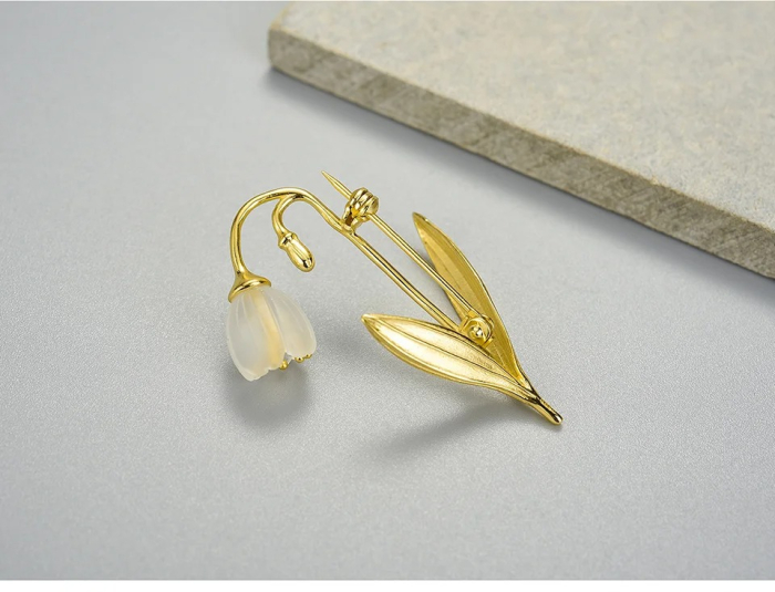 Lily golden brooch, handmade, made of 18K gold-plated silver - Metamorphosis Collection [4]