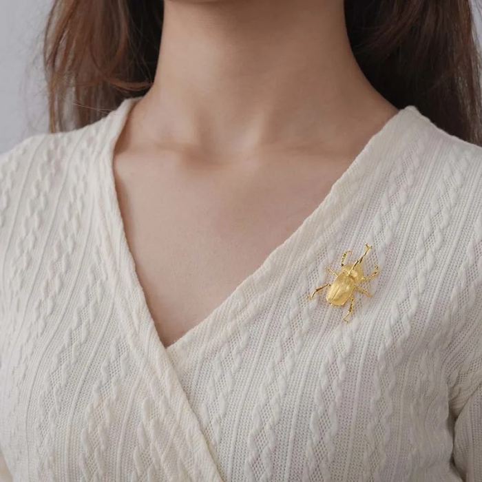 Dragonfly brooch, handmade, made of 18K gold-plated silver - Metamorphosis Collection [3]