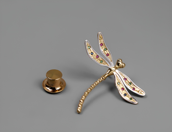 Dragonfly brooch, handmade, made of 18K gold-plated silver - Metamorphosis Collection [2]