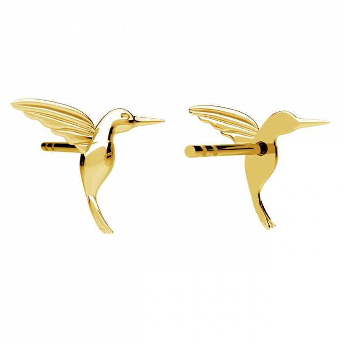 Cercei argint Ellia, placați cu aur 24K, în formă de pasăre colibri [2]
