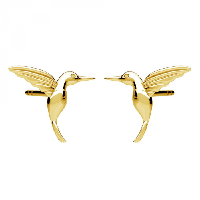 Cercei argint Ellia, placați cu aur 24K, în formă de pasăre colibri [1]