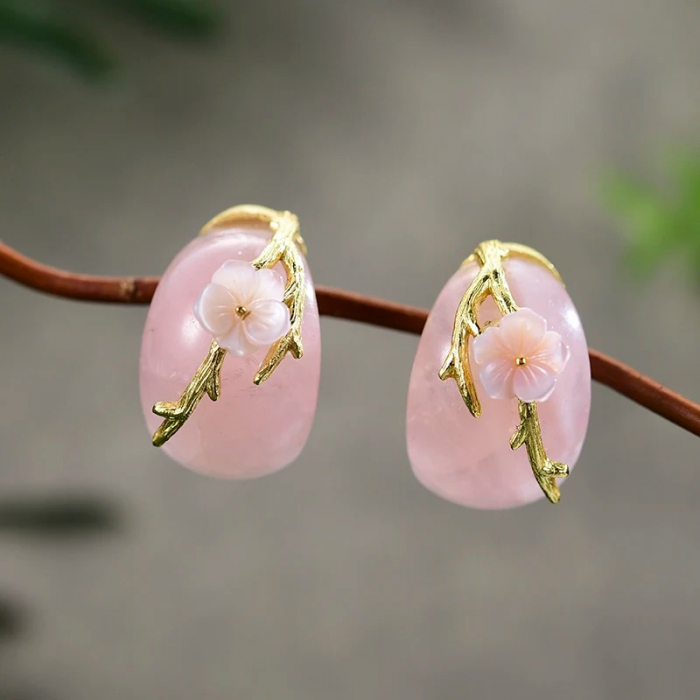 Cercei Serenity, în formă de picătură, din argint placat cu aur 18K, cu model floral - Colecția Metamorphosis [2]