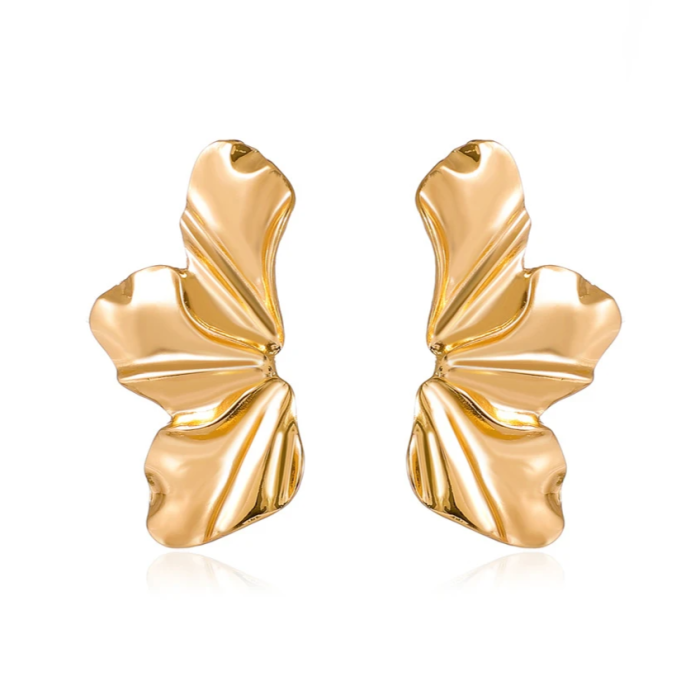 Cercei cu clips Azara, aurii, în formă de petale, cu aspect lucios [1]