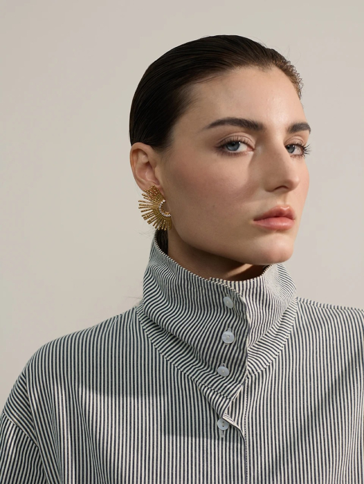 Cercei Elora, aurii, cu model raze, din oțel inoxidabil placat cu aur 18K [4]