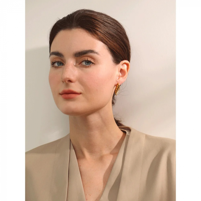 Cercei Filomena, aurii, din oțel inoxidabil placat cu aur 18K, cu piatră din scoică naturală [4]