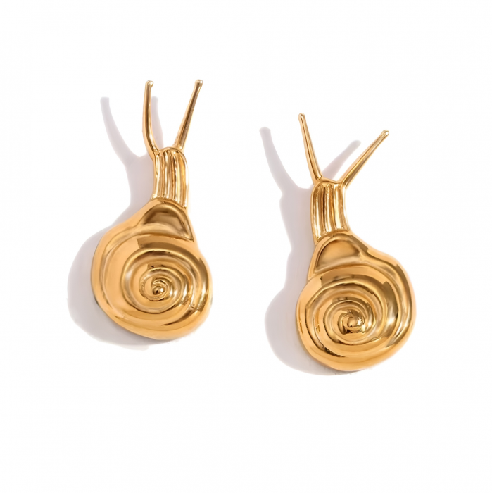 Cercei Snail, aurii, în formă de melc, din oțel inoxidabil placat cu aur 18K [1]