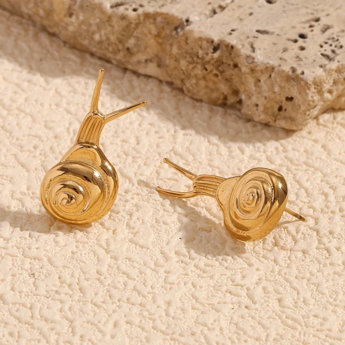 Cercei Snail, aurii, în formă de melc, din oțel inoxidabil placat cu aur 18K [2]