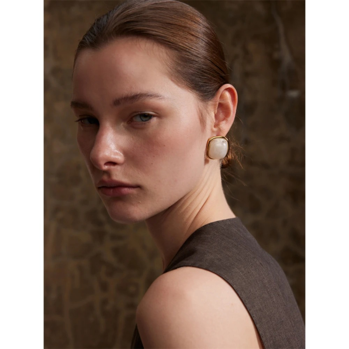 Cercei Tazia, aurii, pătrați, din oțel inoxidabil placat cu aur 18K [3]