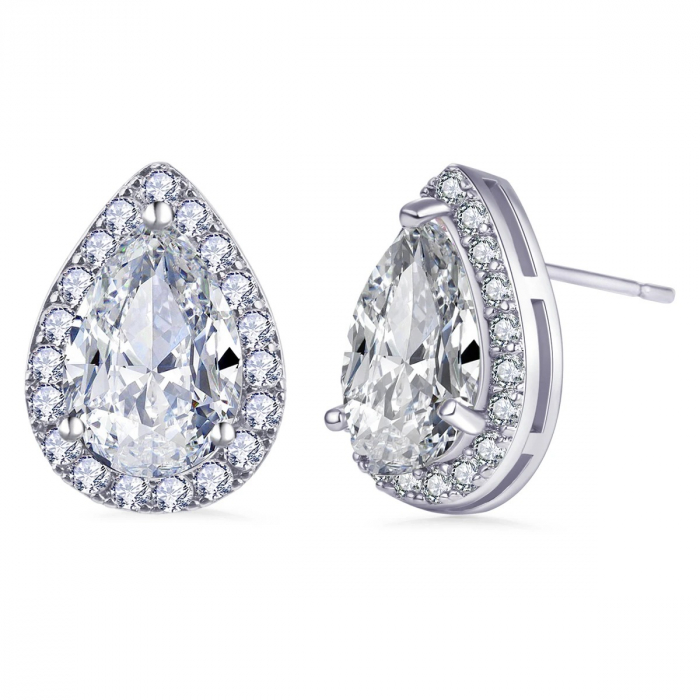 Cercei Kae, argintii, în formă de lacrimă, decorați cu zirconiu - Colecția Celebration [4]