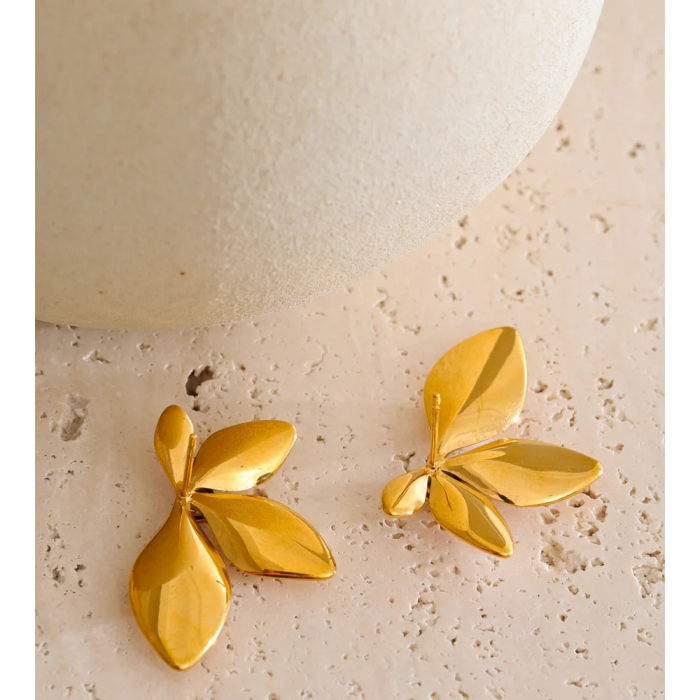 Cercei Marva, aurii, cu perle, din oțel inoxidabil placat cu aur 18K [6]